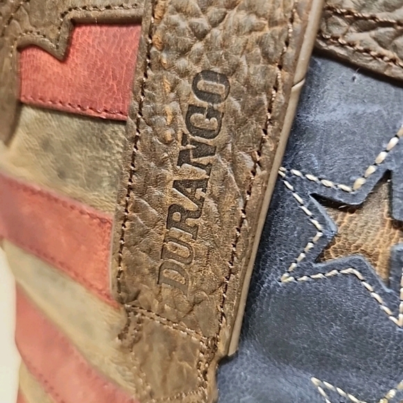 New Durango Lady Rebel 10" Brown Leather Vintage Flag Western Boots Womens 9M - Picture 13 of 16